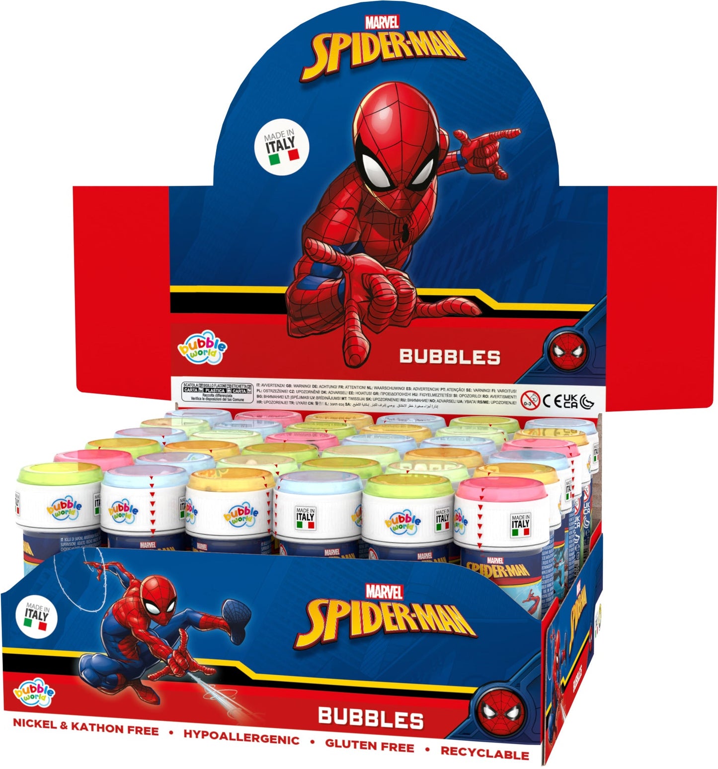 Coffret bulles de savon Spider-Man Marvel – Présentoir 36 flacons 60 ml Bubble World