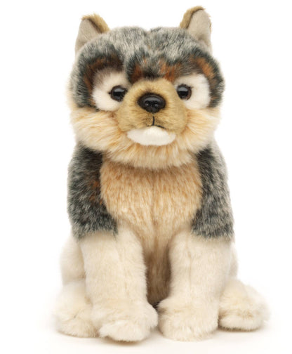 Peluche Louveteau gris, assis
