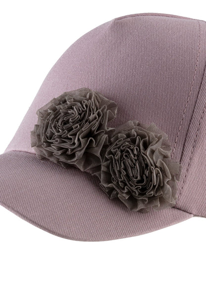 Mütze mit floralem Rüschenbesatz