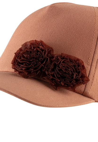 Mütze mit floralem Rüschenbesatz