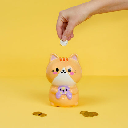 Kawaii Gamer Cat Piggy Bank