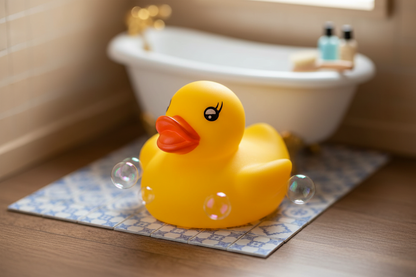 Kleine gelbe Badeente
