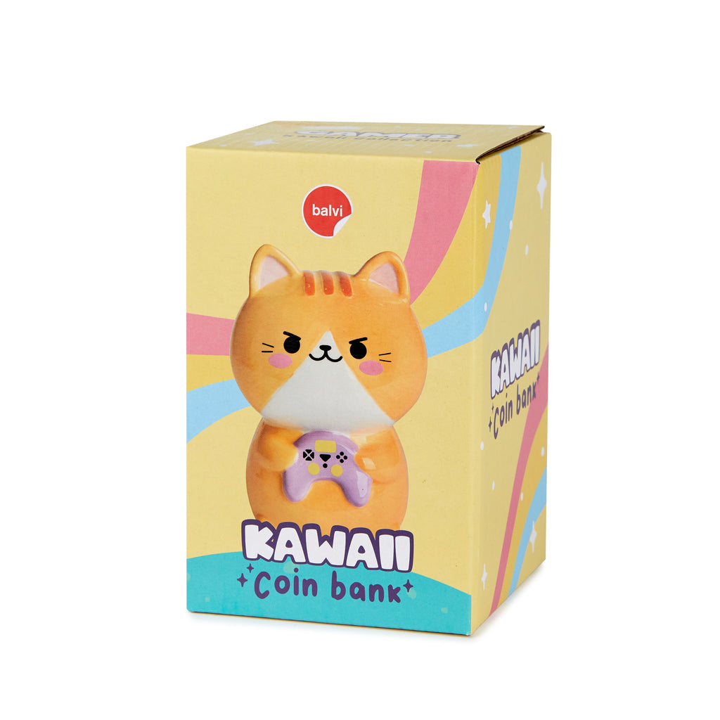 Kawaii Gamer Cat Piggy Bank