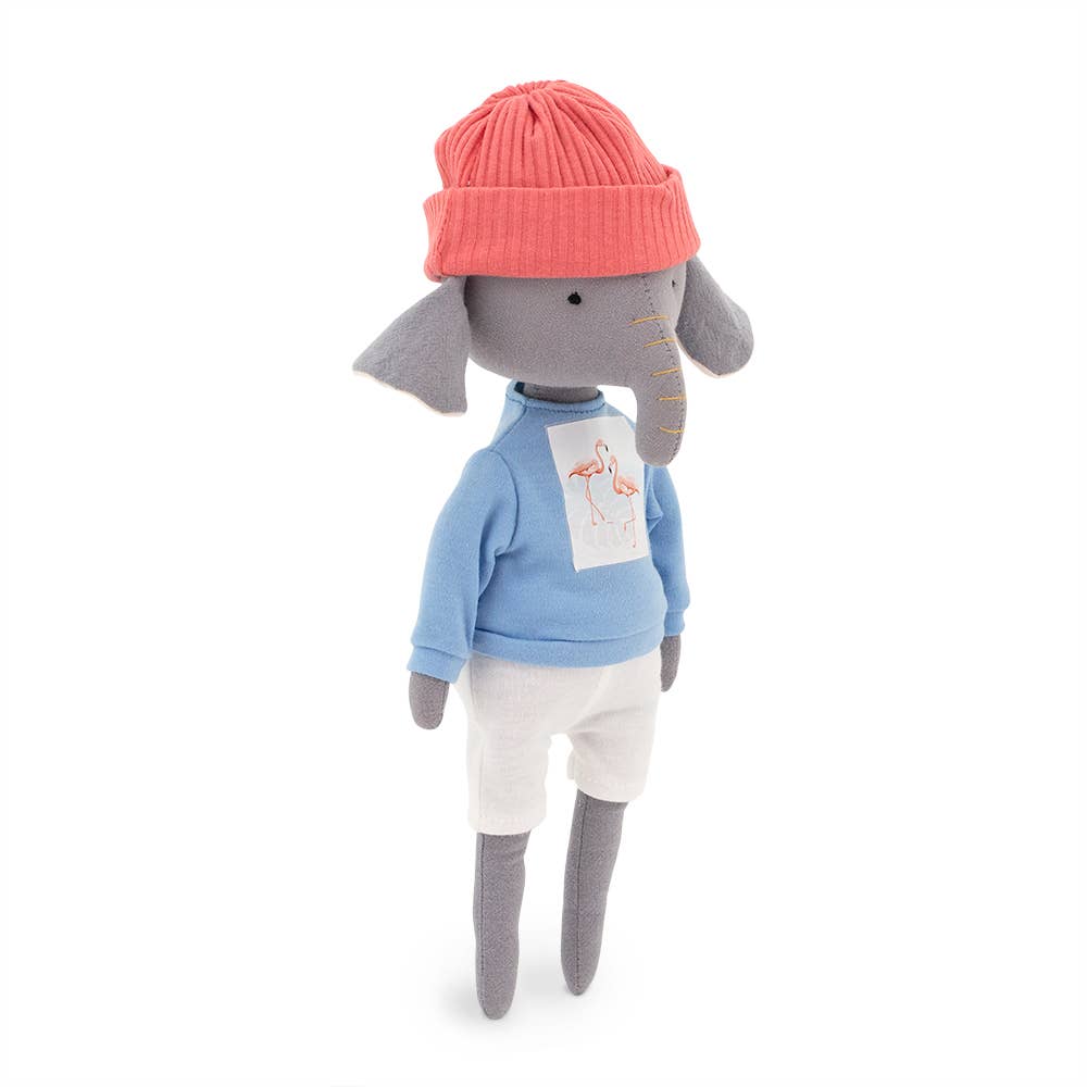 Alice, der Elefant, Plüschtier mit blauem T-Shirt und Meerjungfrauenschwanz – 29 cm