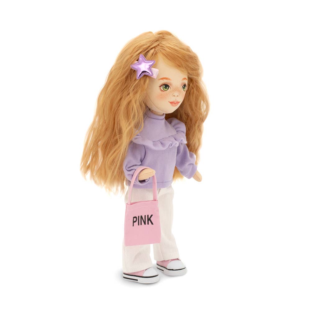 Sunny-Puppe mit lila Pullover, 32 cm