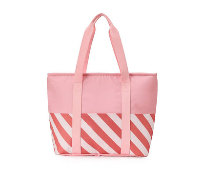 Bloom & Blush Striped Insulated Tote Bag