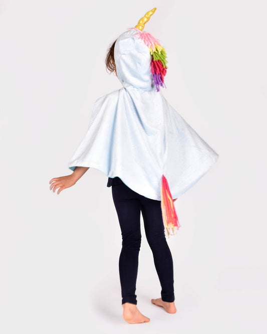 Regenbogen blaues Einhorn Cape 98-128 cl 3-8 Jahre