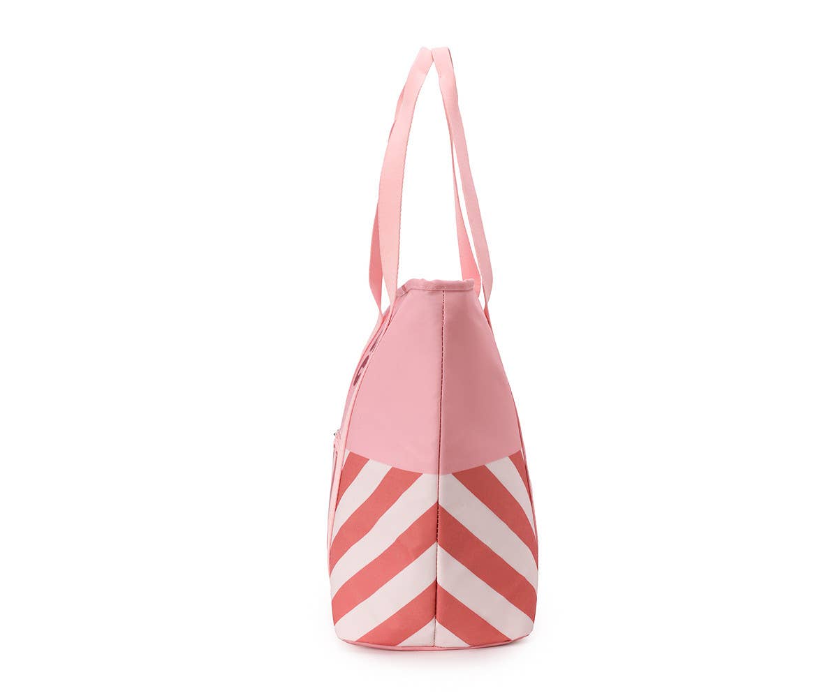 Bloom & Blush Striped Insulated Tote Bag