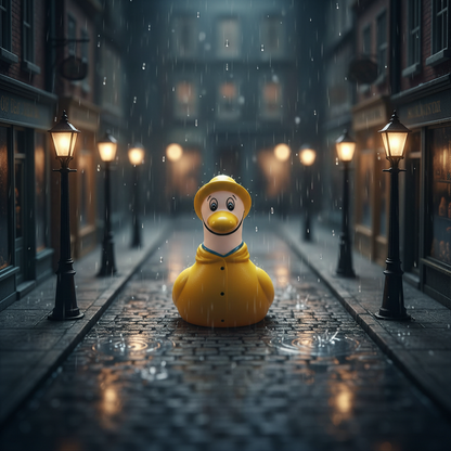 Möwe im gelben Regenmantel