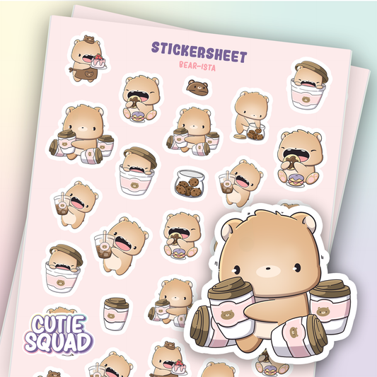Stickerbogen "Barista-Bär"