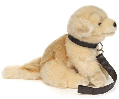 Golden Retriever Welpe Plüschtier, sitzend an der Leine