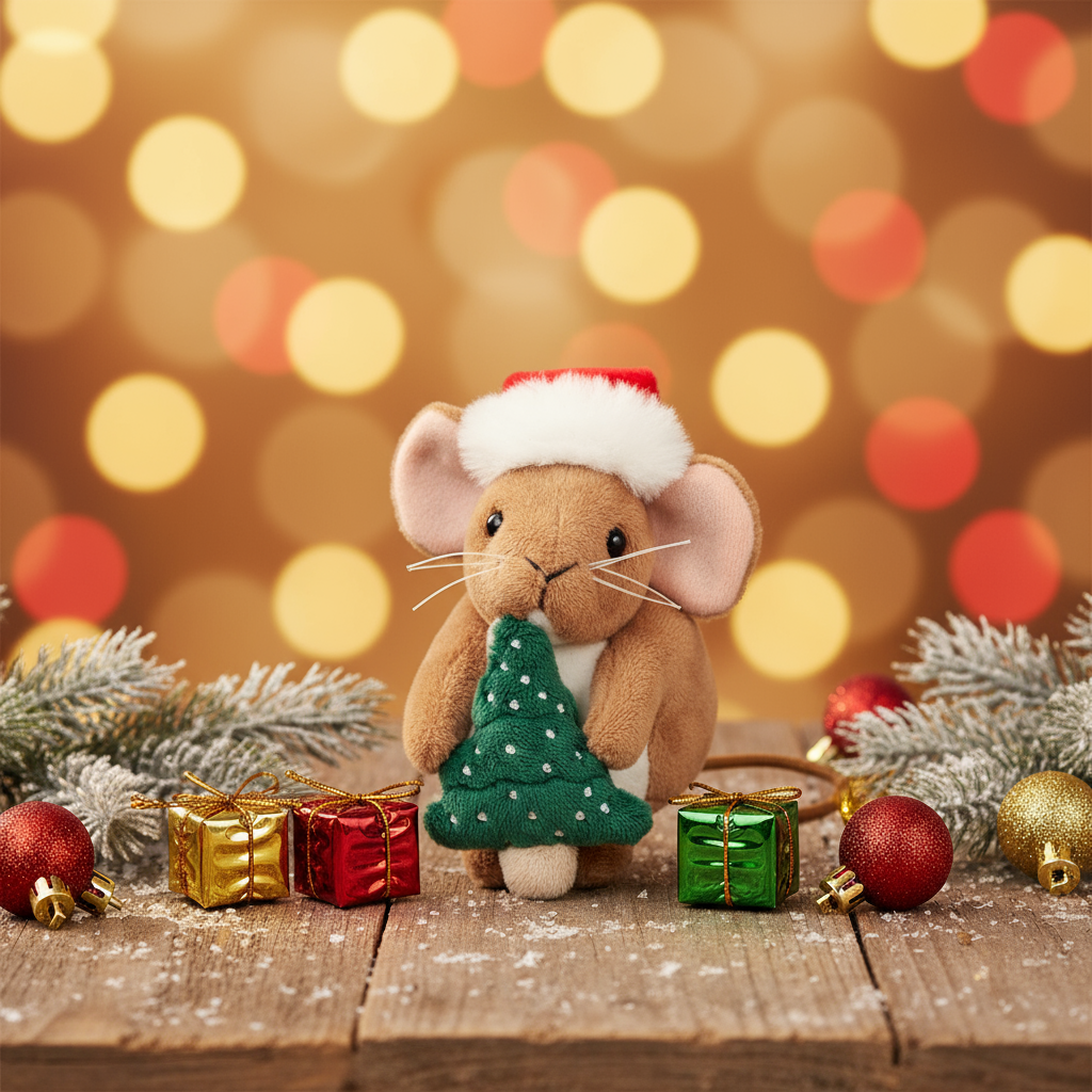 Christmas Mouse Plush with Christmas Tree