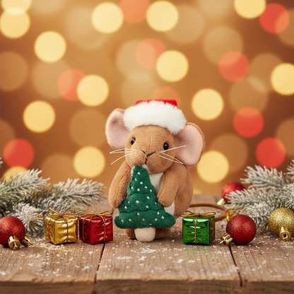 Christmas Mouse Plush with Christmas Tree