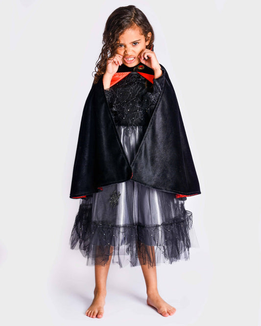 Deluxe Vampirumhang aus rotem Satin und Stein, 110-116 cm