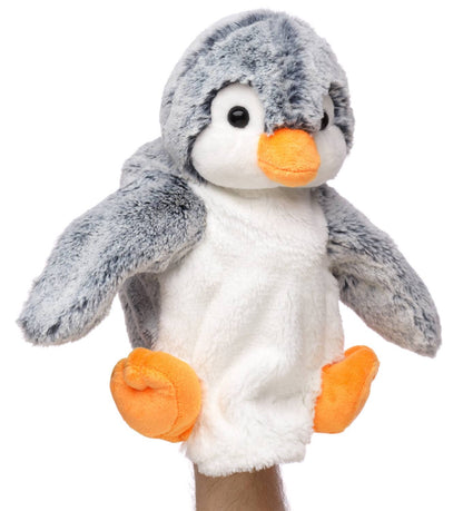 Marionnette à main pingouin (bleu chiné)