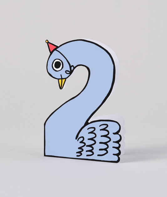 Carte d'anniversaire Cygne 2ans