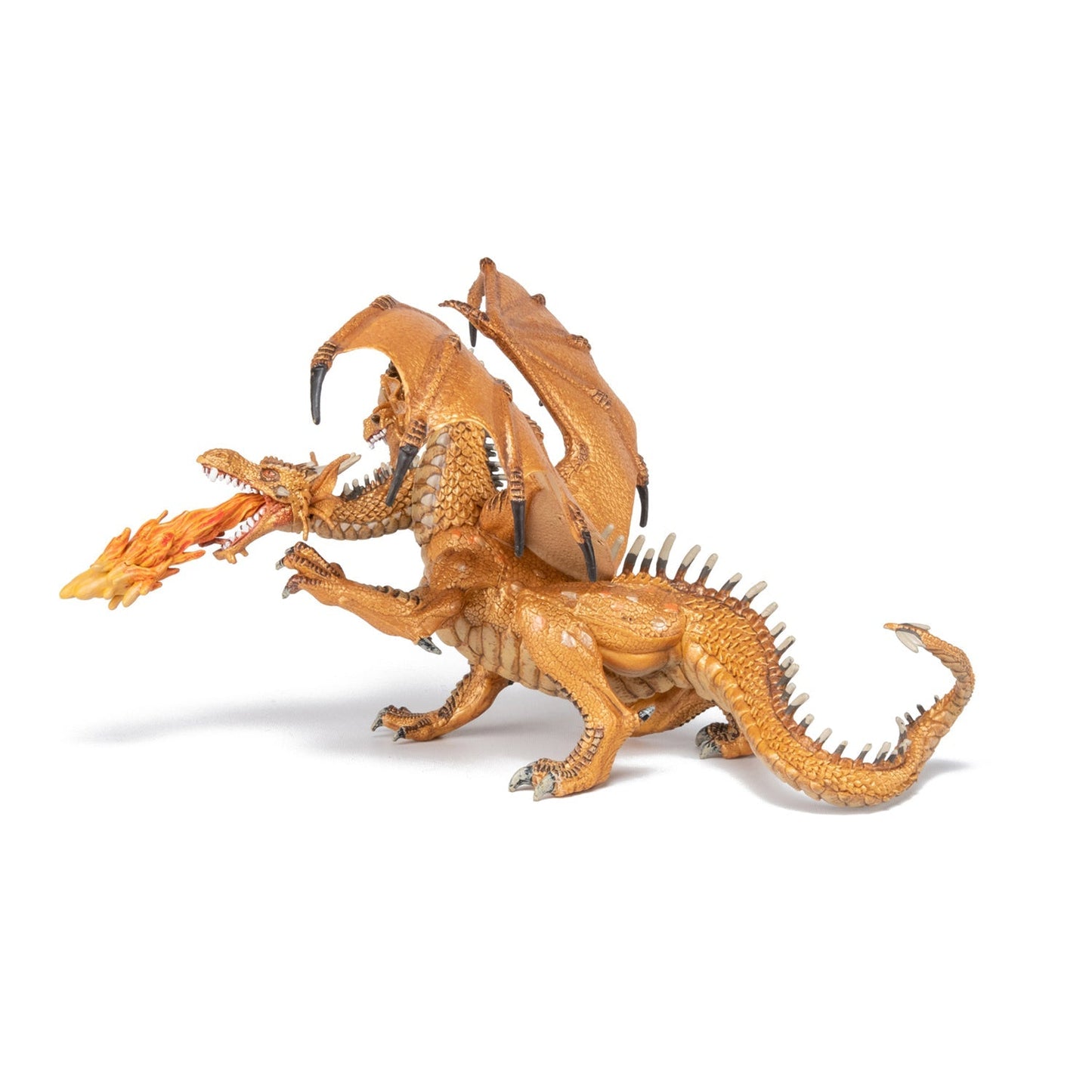 Figurine Dragon deux têtes or