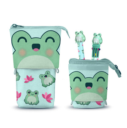 Mäppchen Cute + 10-Farben-Kugelschreiber + löschbarer Gelschreiber Oh My Pop! „Froggy“