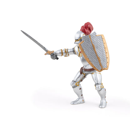 Figurine Chevalier en armure au plumet rouge Papo - personnage médiéval