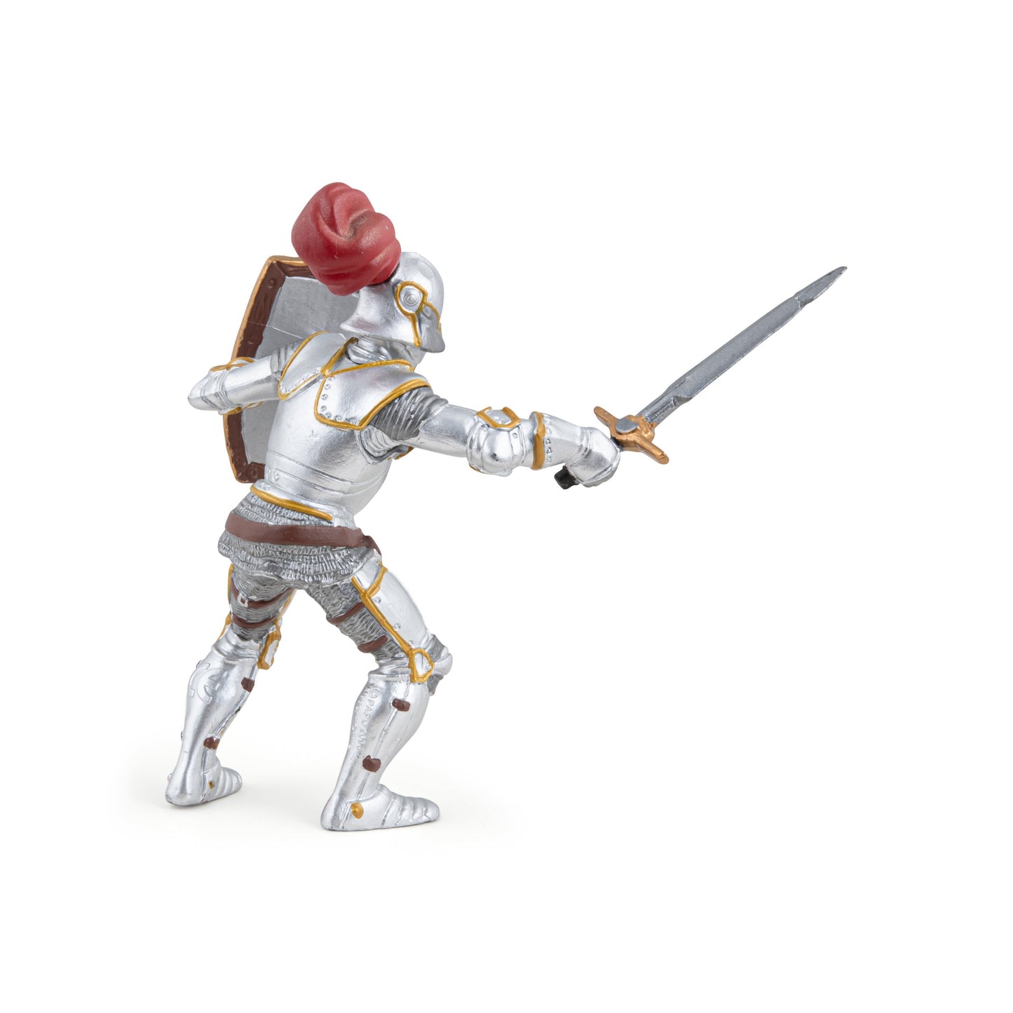 Figurine Chevalier en armure au plumet rouge Papo - personnage médiéval