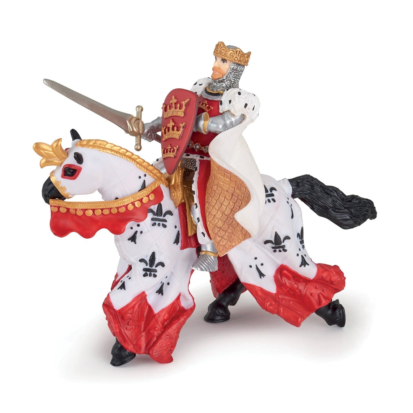Figurine Roi Arthur rouge Papo - personnage médiéval