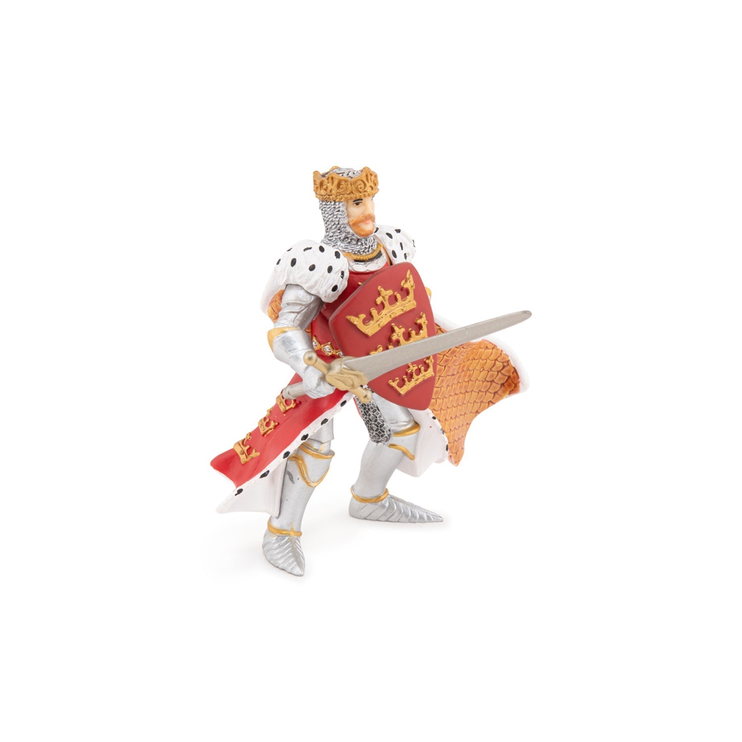 Figurine Roi Arthur rouge Papo - personnage médiéval