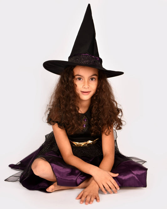 Hexenkleid und Hut Deluxe 110-116 cm 4-6 Jahre