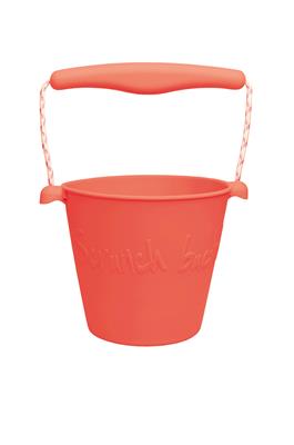 Scrunch: SEAU corail diam.15cm, capacité de 1.5l, avec anses en corde, repliable, 100% silicone, recyclable, 12m+