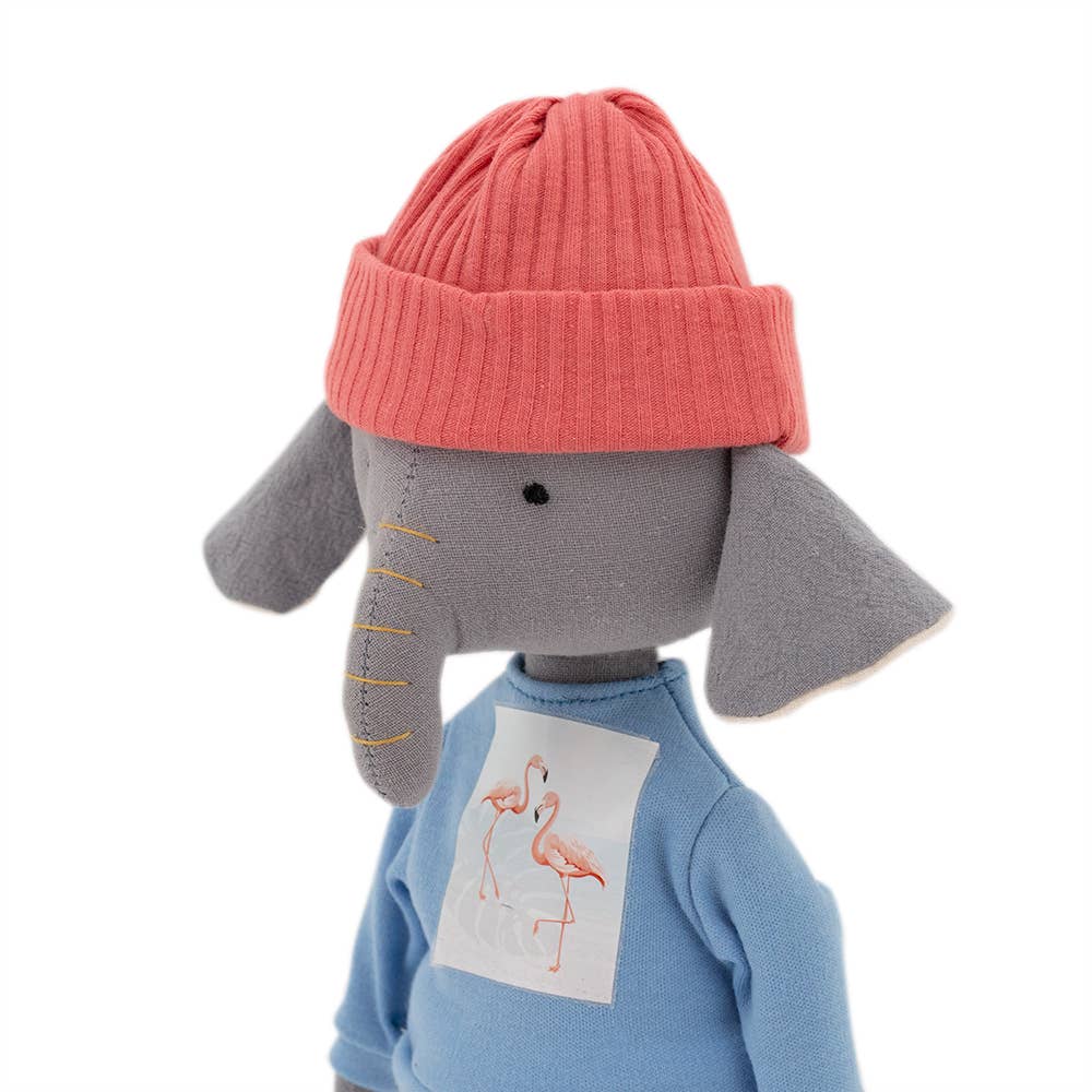 Alice, der Elefant, Plüschtier mit blauem T-Shirt und Meerjungfrauenschwanz – 29 cm
