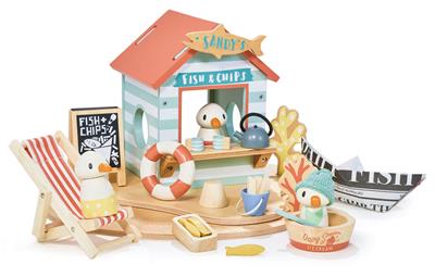Tender Leaf Premier Âge: CABANE DE PLAGE DE SANDY 27x25,5x17cm, avec accessoires, en bois, en boîte, 3+
