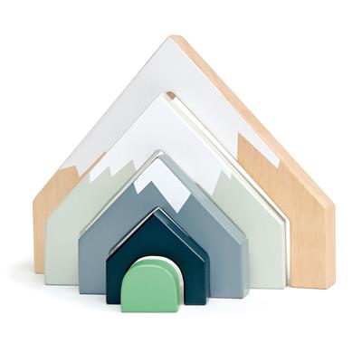 Tender Leaf Train: EMPILEUR MONTAGNE 22,2x2,5x17cm, 5 arches en forme de montagne peuvent être utilisées comme jouet empilable ou comme tunnel, en bois, en boîte 22,3x3,1x22,3cm, 3+