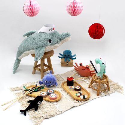 Peluche dauphin Tofou maman et son bébé rose – Les Ptipotos – vue 4