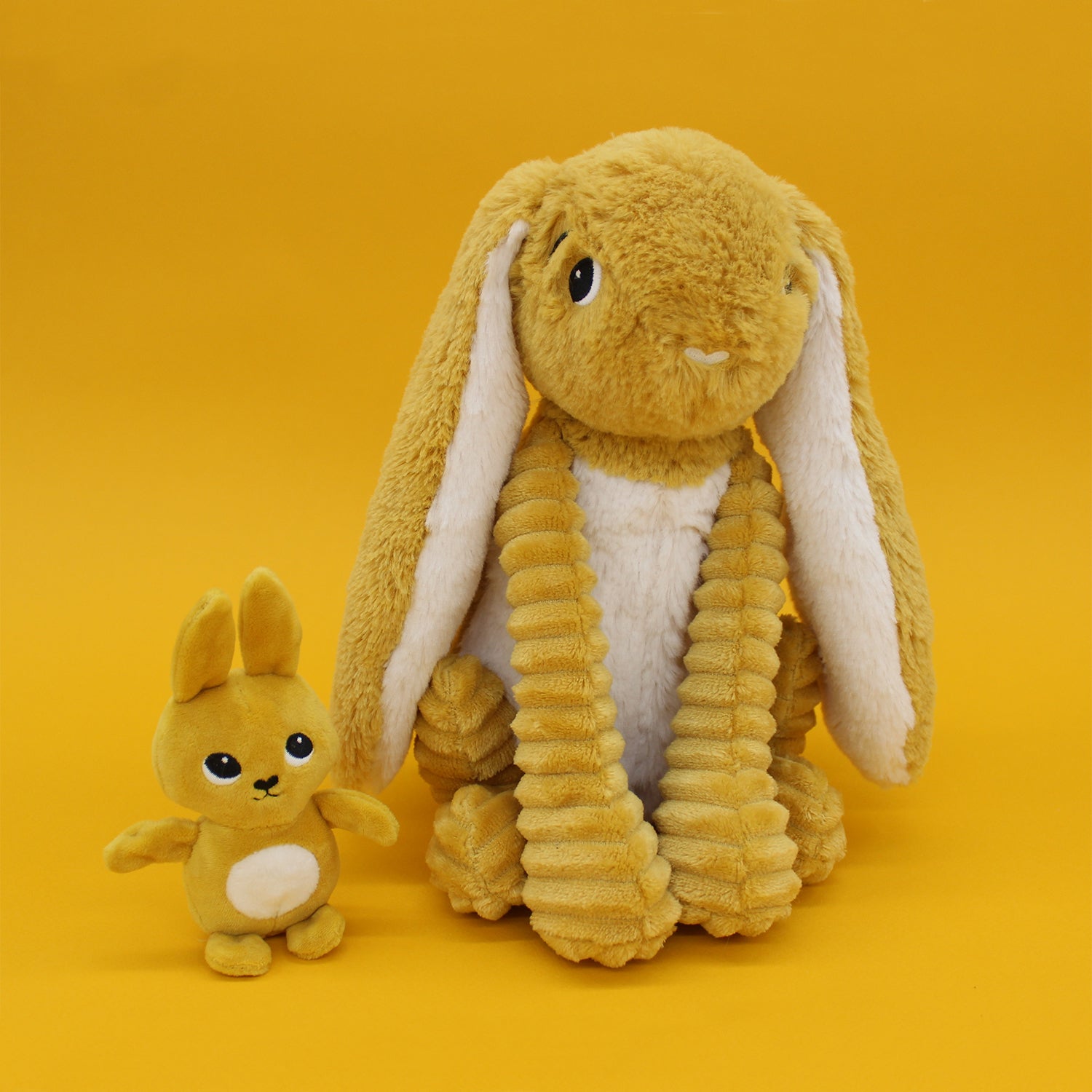 Peluche lapin Toudou maman et son bébé jaune moutarde – Les Ptipotos – vue 8