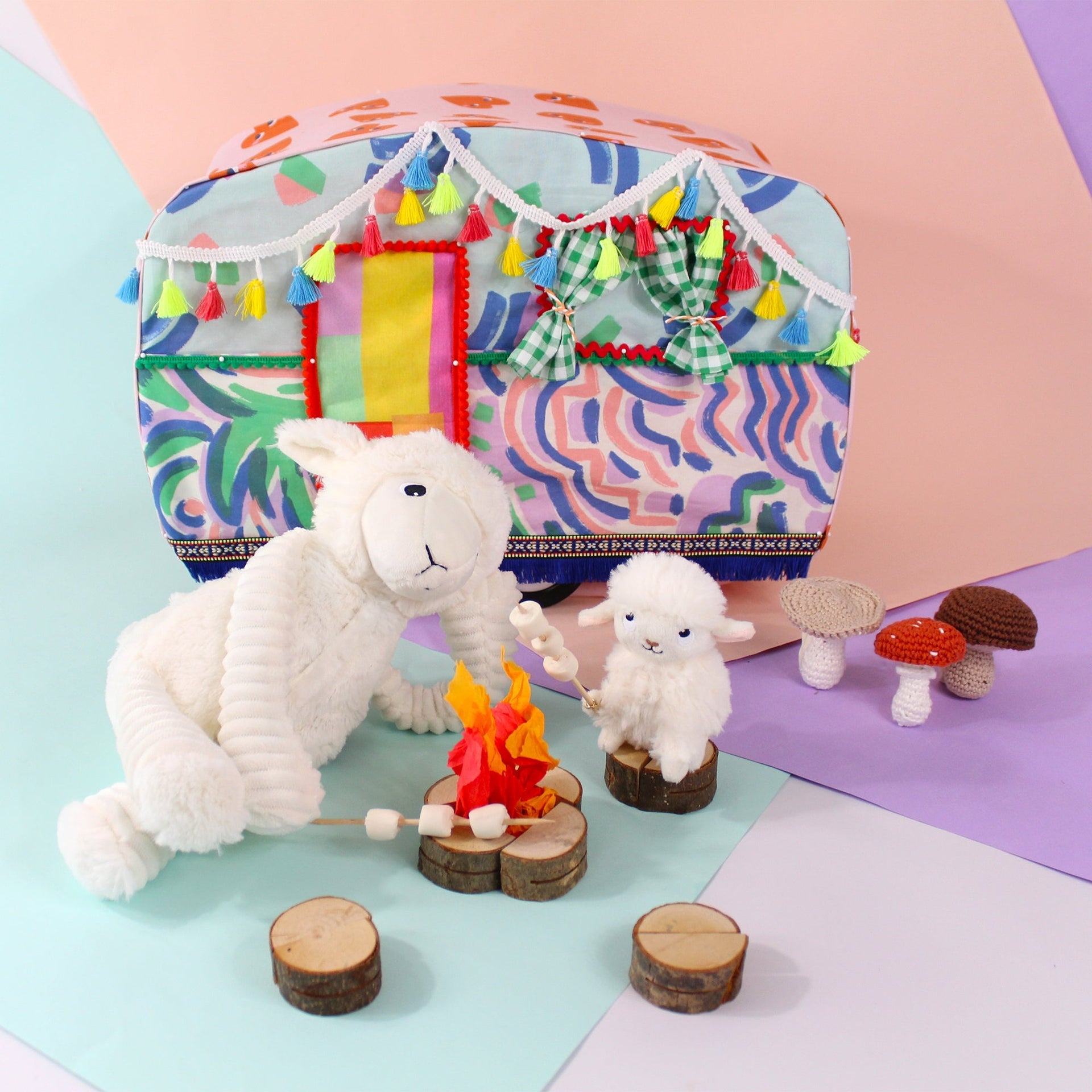 Peluche mouton Olou maman et son bébé blanc – Les Ptipotos – vue 3