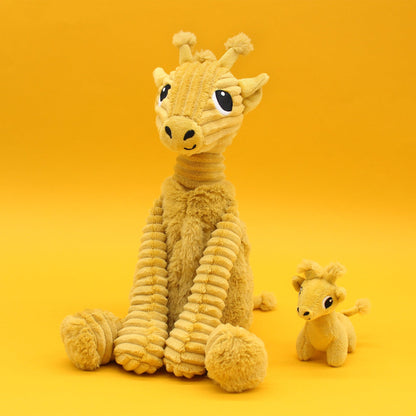 Peluche girafe Loncou maman et son bébé jaune moutarde – Les Ptipotos – vue 3