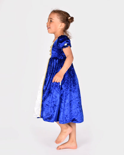 Princess dress in blue velvet size 122-128 cm for children aged 6 to 8