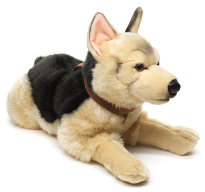 Peluche Berger allemand, couché (avec harnais)