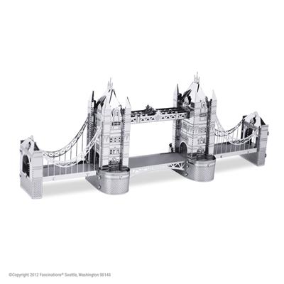 MetalEarth Architecture: LONDON TOWER BRIDGE 13.87x1.98x5.65cm, maquette 3D en métal avec 2 feuilles, sur carte 12x17cm, 14+