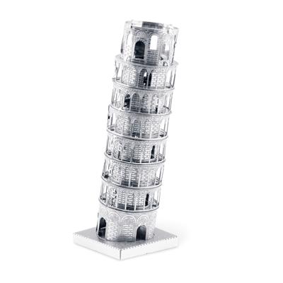 MetalEarth Architecture: TOUR DE PISE 6.14x4.75x4.75cm, maquette 3D en métal avec 1 feuille, sur carte 12x17cm, 14+