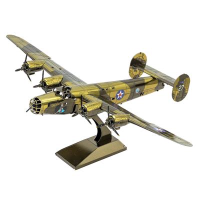 MetalEarth Aviation: B-24 LIBERATOR 13.35x20.96x6.50cm, maquette 3D en métal avec 3 feuilles, sur carte 12x17cm, 14+