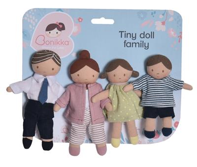 Bonikka Collection Poupée Bébé: PETITE FAMILLE DE POUPÉES, set de 4 pièces, 11cm, sur carte, 0+