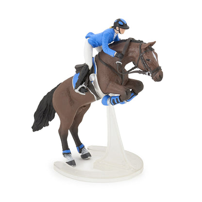 Figurine Cheval de saut d'obstacle et sa cavalière