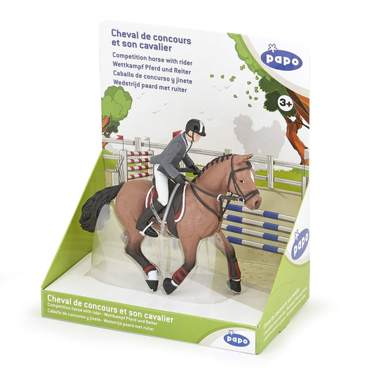 Figurine Cheval de concours et son cavalier