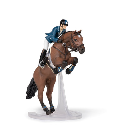 Figurine Cheval de saut d'obstacle et son cavalier