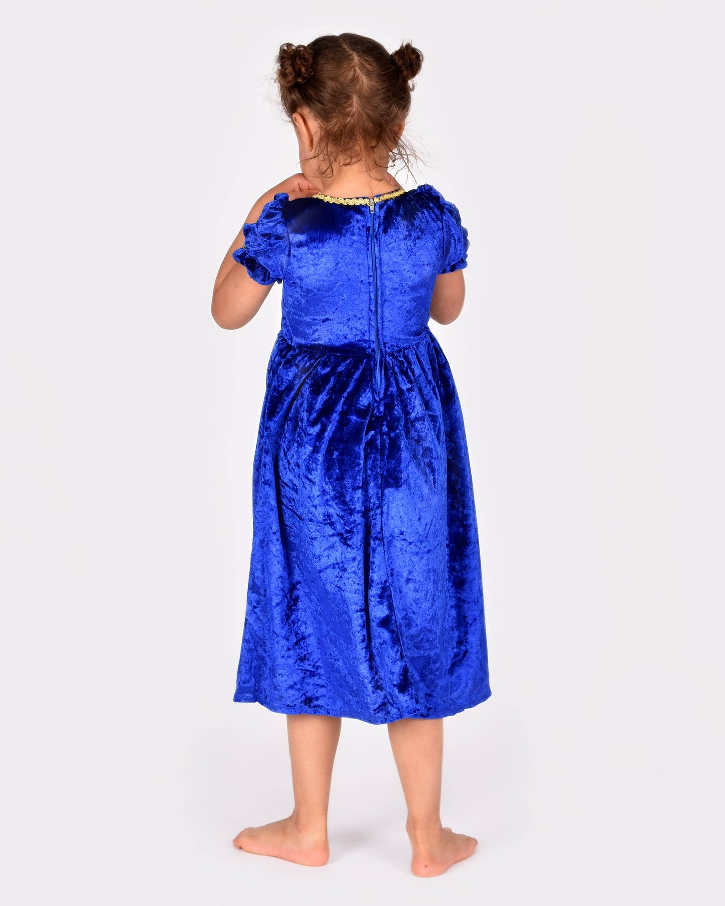 Blaues Prinzessinnen-Samtkleid Größe 110-116 (4-6 Jahre)