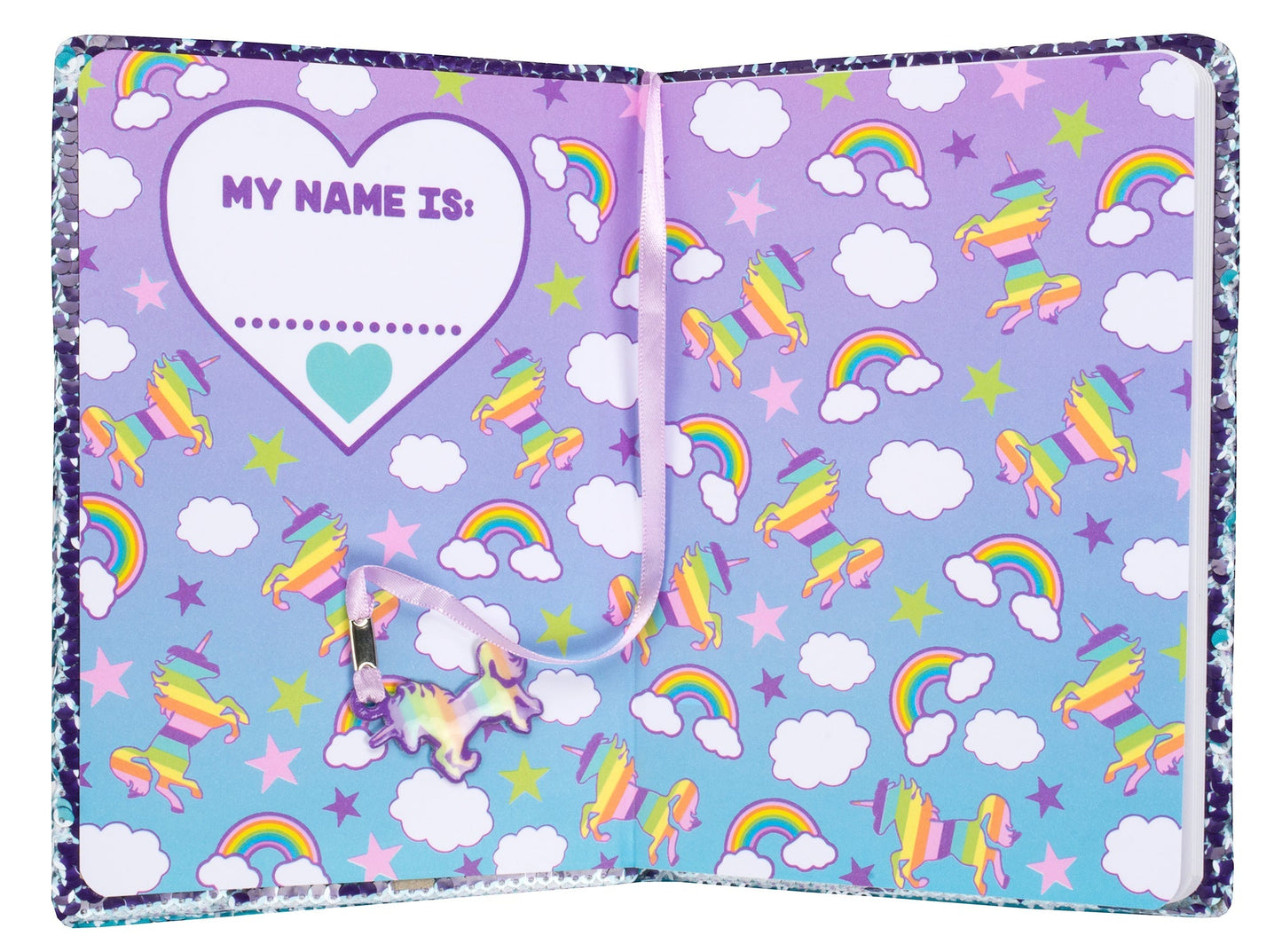 Carnet à sequins – arc-en-ciel licorne
