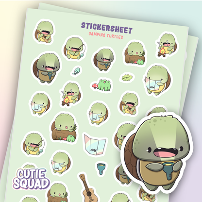 Camping-Schildkröten-Stickerbögen