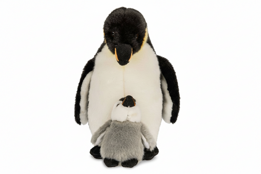 Plüschtier eines Kaiserpinguins mit Baby