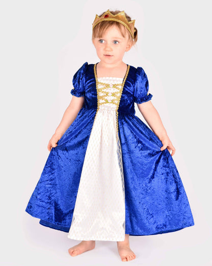 Blaues Prinzessinnen-Samtkleid Größe 110-116 (4-6 Jahre)
