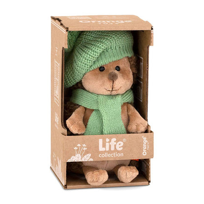 Peluche le hérisson Fluffy avec béret rayé vert 20cm
